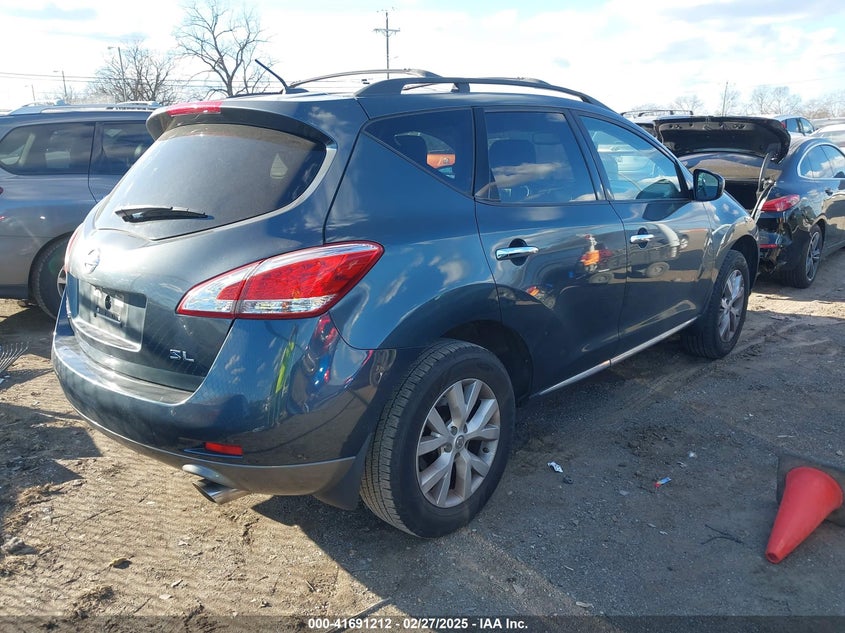 2012 Nissan Murano VIN JN8AZ1MU9CW107213 IAAI salvage auction — LEFT REAR, Clear (Tennessee), sold $500 on 2026-07-30 (photo 4)