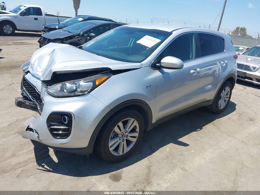 2017 Kia Sportage VIN KNDPMCAC9H7063873 IAAI salvage auction — FRONT END, Salvage (California), sold $1,300 on 2026-07-22 (photo 2)