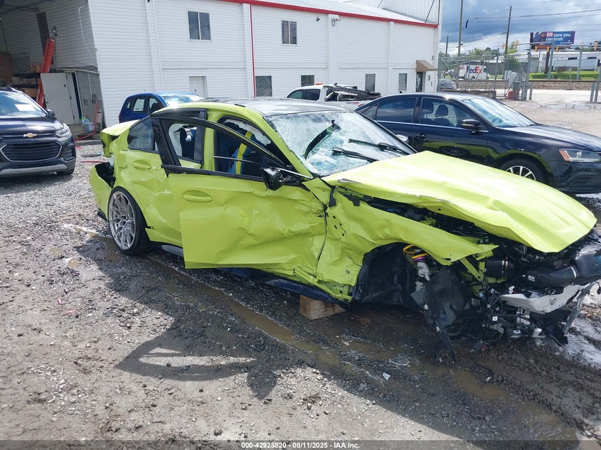2023 BMW M3 VIN WBS53AY01PFP75205 IAAI salvage auction — FRONT & REAR, Salvage Title, sold $11,600 on 2026-07-24 (photo 1)