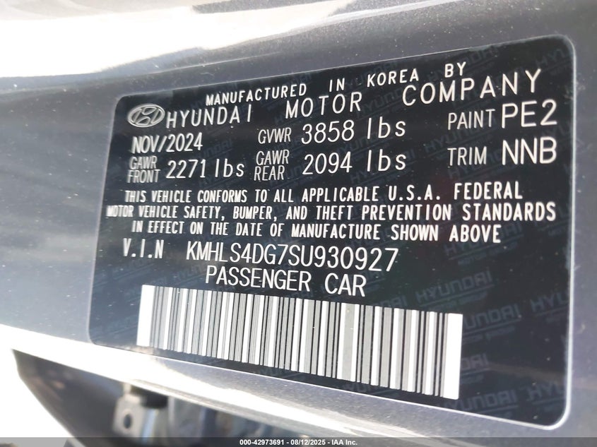 2025 Hyundai Elantra VIN KMHLS4DG7SU930927 IAAI salvage auction — Front End, Salvage (Utah), sold $4,100 on 2026-07-09 (photo 9)