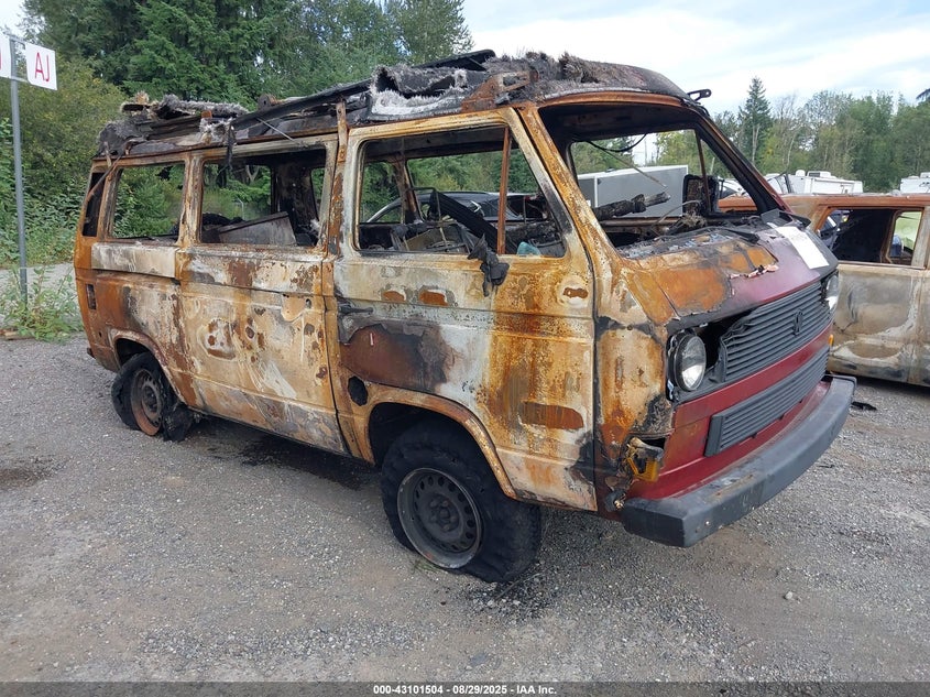 1987 Volkswagen VIN WV2ZB0256HH047896 IAAI salvage auction — TOTAL BURN, Bill Of Sale - Parts Only (Washington), sold $100 on 2026-07-22 (photo 1)