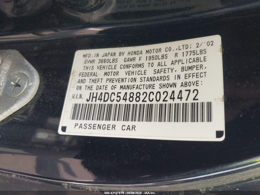 2002 Acura Rsx VIN JH4DC54882C024472 IAAI salvage auction — FRONT END, Salvage (North Carolina), sold $375 on 2026-07-22 (photo 9)