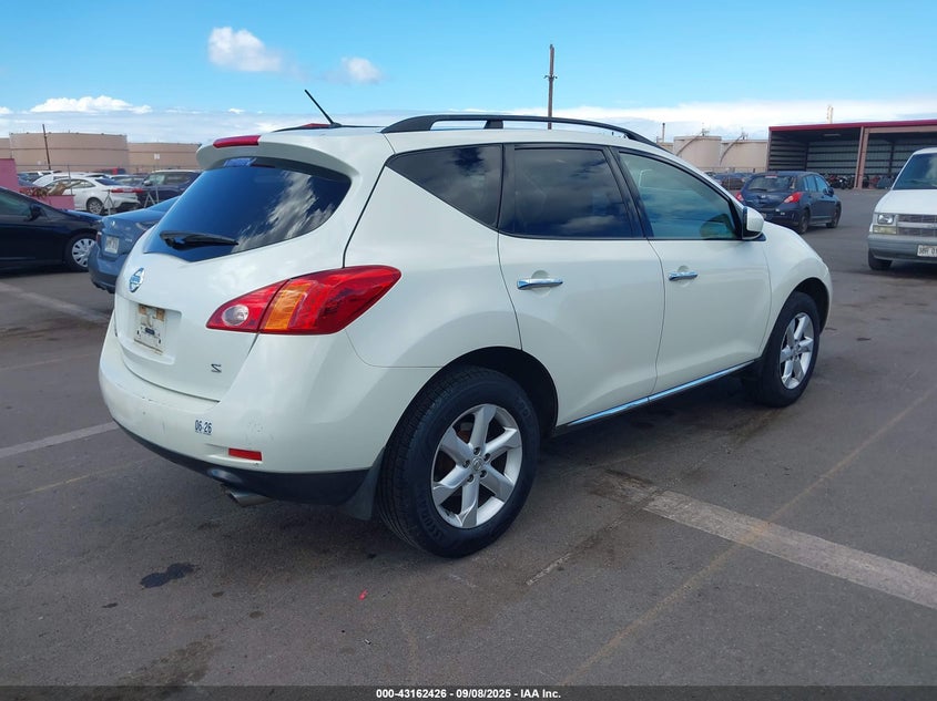 2009 Nissan Murano VIN JN8AZ18U39W009801 IAAI salvage auction — NORMAL WEAR, Clear (Michigan), sold $300 on 2026-07-28 (photo 4)