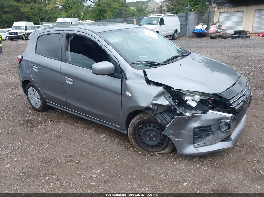 2021 Mitsubishi Mirage VIN ML32AUHJ9MH008618 IAAI salvage auction — RIGHT FRONT, Salvage (New Jersey), sold $1,500 on 2026-07-07 (photo 1)