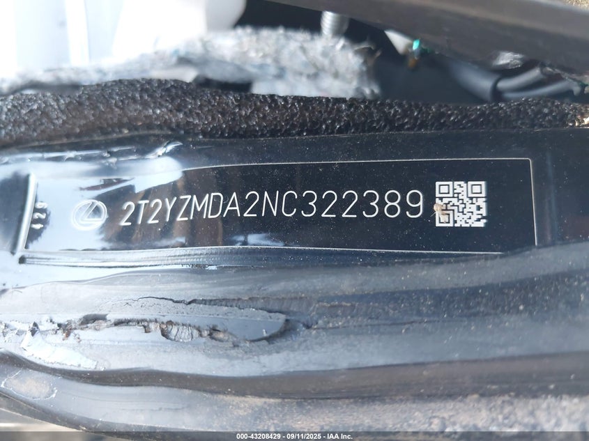 2022 Lexus Rx 350 VIN 2T2YZMDA2NC322389 IAAI salvage auction — ROLLOVER, Salvage Title, sold $2,850 on 2026-08-24 (photo 9)