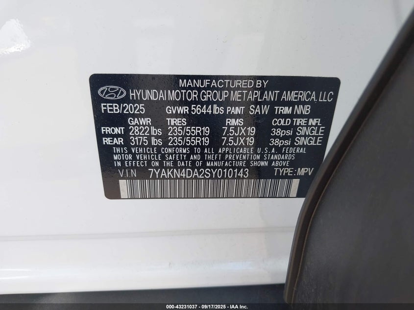 2025 Hyundai Ioniq 5 VIN 7YAKN4DA2SY010143 IAAI salvage auction — LEFT REAR, Salvage (Hawaii), sold $6,075 on 2026-07-23 (photo 9)