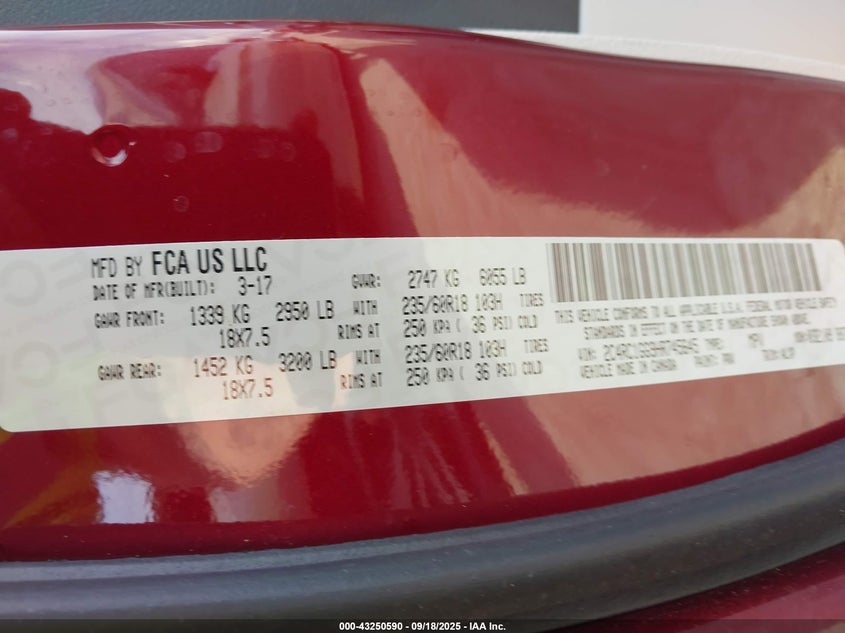 2017 Chrysler Pacifica VIN 2C4RC1GG9HR745645 IAAI salvage auction — LEFT & RIGHT, Other, sold $25 on 2026-08-25 (photo 9)