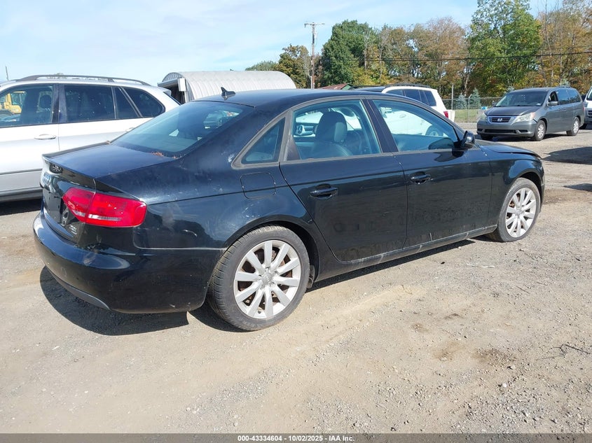 2012 Audi A4 VIN WAUBFAFL0CN013754 IAAI salvage auction — WATER/FLOOD, Salvage Title, sold $400 on 2026-07-16 (photo 4)