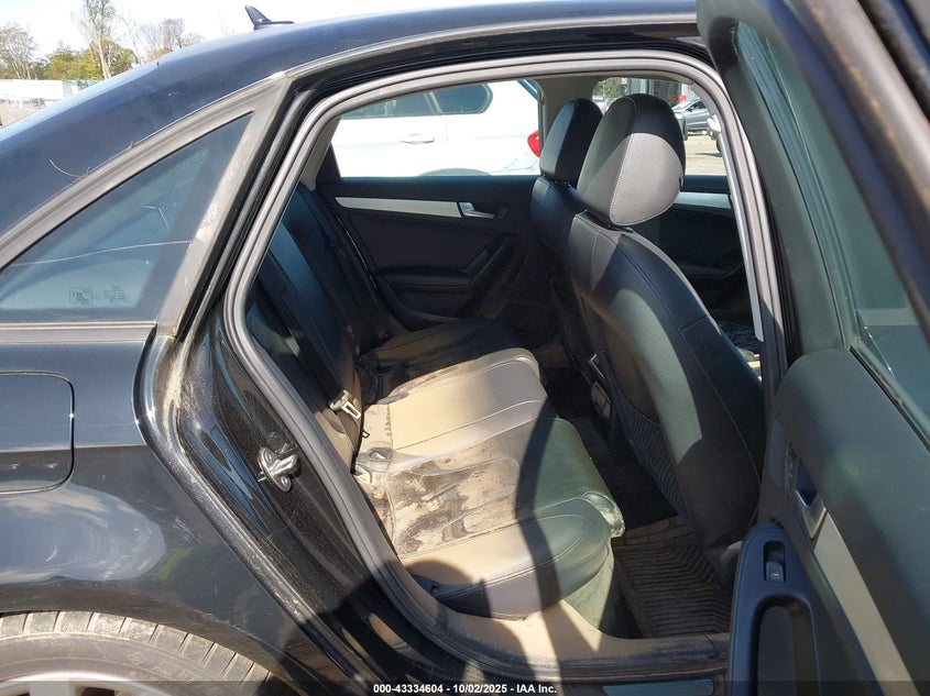 2012 Audi A4 VIN WAUBFAFL0CN013754 IAAI salvage auction — WATER/FLOOD, Salvage Title, sold $400 on 2026-07-16 (photo 8)