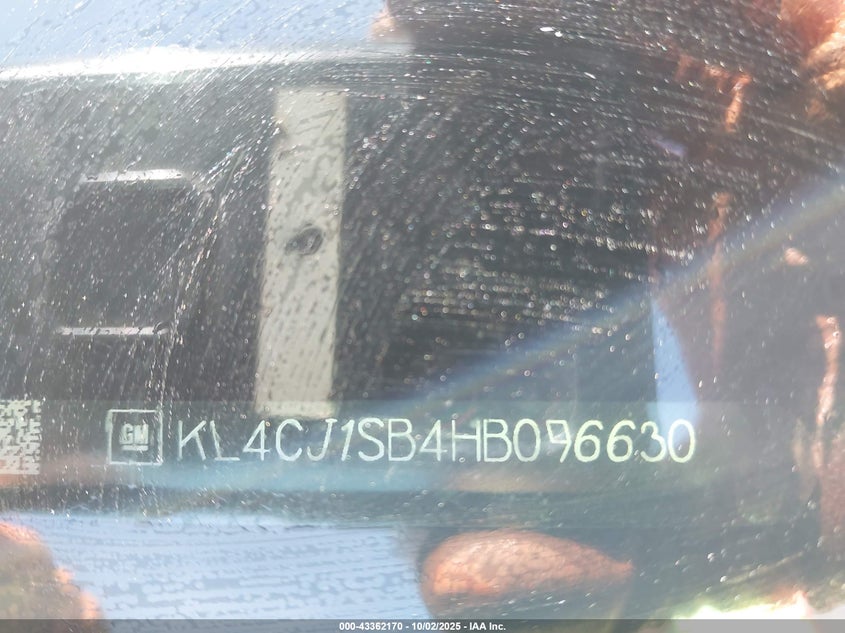 2017 Buick Encore VIN KL4CJ1SB4HB096630 IAAI salvage auction — FRONT END, Clear (Indiana), sold $225 on 2026-07-22 (photo 9)