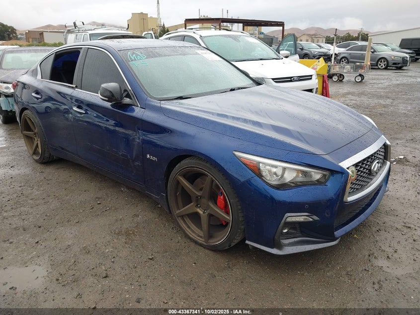 2019 Infiniti Q50 VIN JN1FV7AP2KM760770 IAAI salvage auction — REAR END, Salvage Title, sold $7,200 on 2026-07-23 (photo 1)