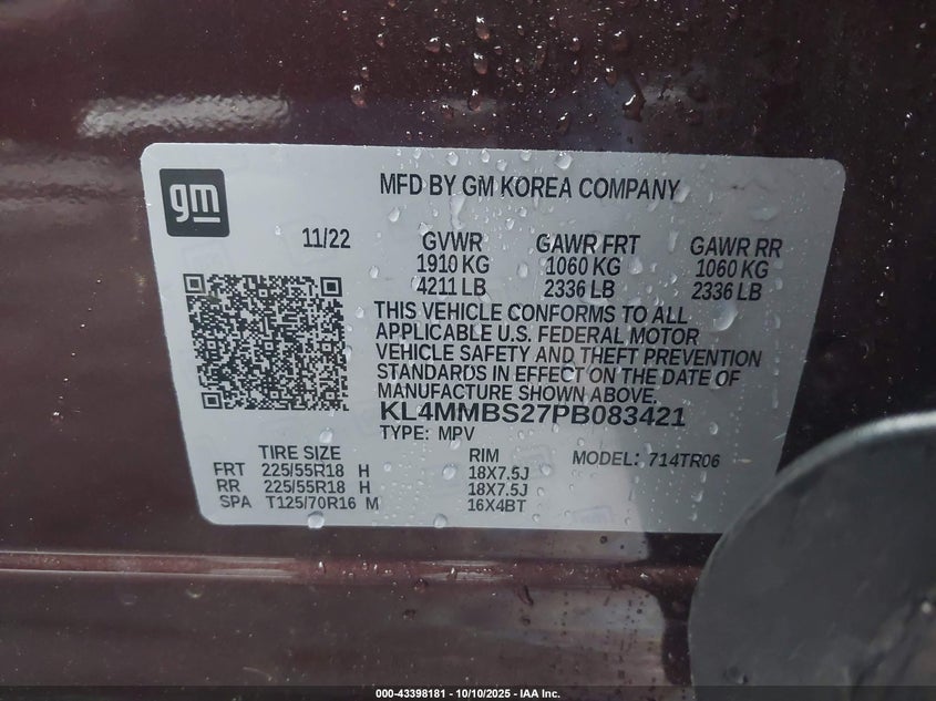 2023 Buick Encore gx VIN KL4MMBS27PB083421 IAAI salvage auction — FRONT END, Other, sold $3,450 on 2026-07-11 (photo 9)