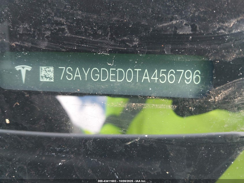 2026 Tesla Model y VIN 7SAYGDED0TA456796 IAAI salvage auction — SIDE, Certificate Of Destruction (Florida), sold $7,000 on 2026-07-16 (photo 9)