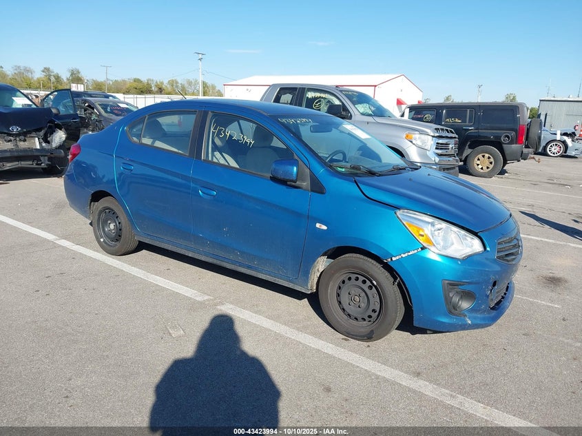 2019 Mitsubishi Mirage VIN ML32F3FJ4KHF15389 IAAI salvage auction — FRONT END, Salvage (Indiana), sold $1,250 on 2026-07-31 (photo 1)