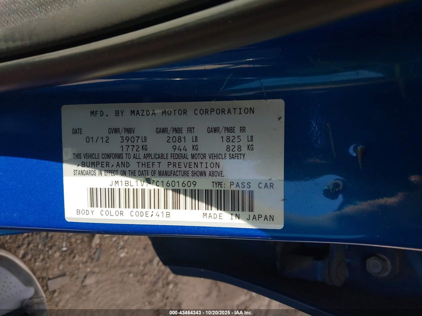 2012 Mazda 3 VIN JM1BL1V77C1601609 IAAI salvage auction — FRONT END, Salvage (Texas), sold $650 on 2026-07-09 (photo 9)