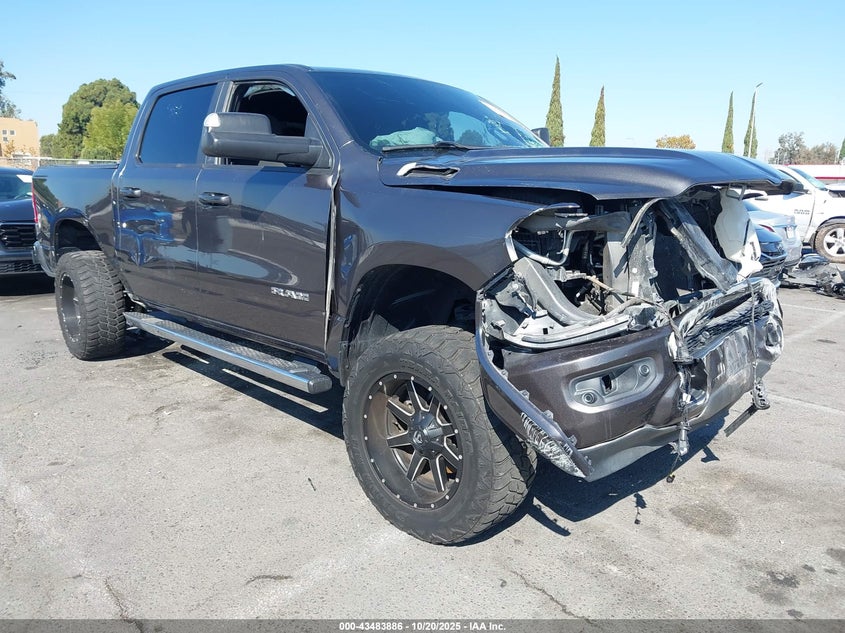2019 Ram 1500 VIN 1C6SRFFT9KN577030 IAAI salvage auction — FRONT END, Salvage (California), sold $3,600 on 2026-07-09 (photo 1)