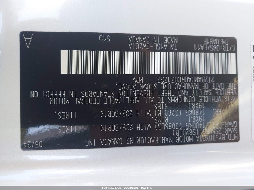 2024 Lexus Rx350 VIN 2T2BAMCA0RC071733 IAAI salvage auction — REAR END, Salvage Title, sold $30,000 on 2026-07-10 (photo 9)