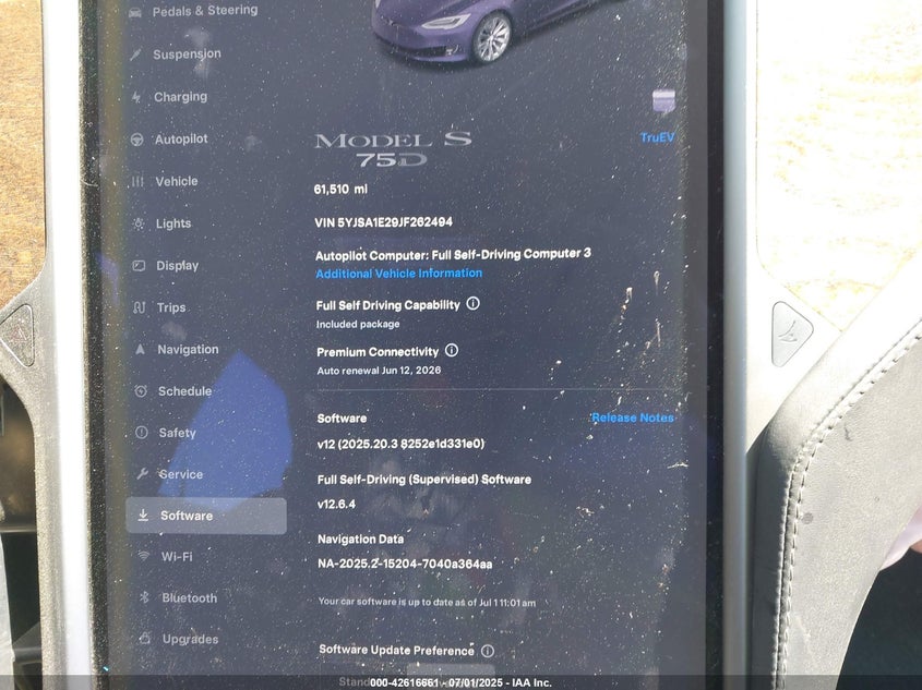 2018 Tesla Model s VIN 5YJSA1E29JF262494 IAAI salvage auction — LEFT SIDE, Salvage (California), sold $4,150 on 2026-07-29 (photo 7)