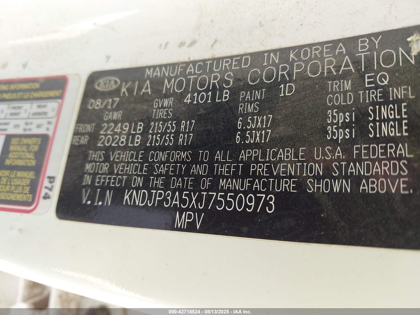 2018 Kia Soul VIN KNDJP3A5XJ7550973 IAAI salvage auction — LEFT SIDE, Salvage (Idaho), sold $775 on 2026-07-23 (photo 9)