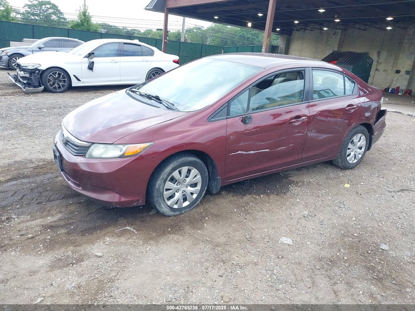 2012 Honda Civic VIN 2HGFB2F58CH501299 IAAI salvage auction — LEFT SIDE, Mv-907A (New York), sold $450 on 2026-07-18 (photo 2)