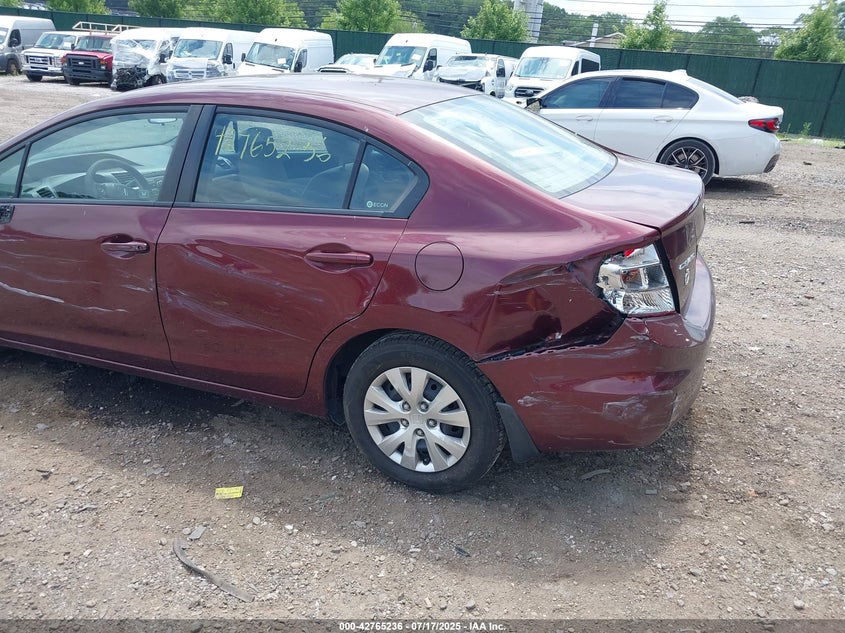 2012 Honda Civic VIN 2HGFB2F58CH501299 IAAI salvage auction — LEFT SIDE, Mv-907A (New York), sold $450 on 2026-07-18 (photo 6)