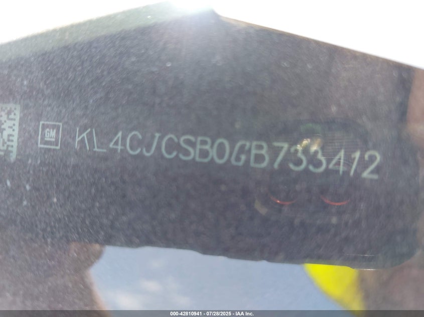 2016 Buick Encore VIN KL4CJCSB0GB733412 IAAI salvage auction — FRONT END, Clear (Oklahoma), sold $50 on 2026-07-28 (photo 9)