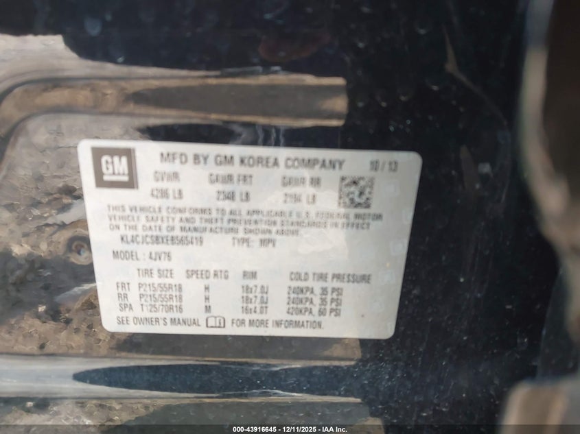 2014 Buick Encore VIN KL4CJCSBXEB565419 IAAI salvage auction — FRONT END, Other, sold $300 on 2026-07-15 (photo 9)