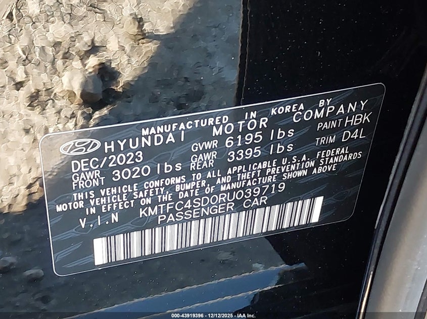 2024 Genesis G90 VIN KMTFC4SD0RU039719 IAAI salvage auction — LEFT FRONT, Salvage (Georgia), sold $25,550 on 2026-09-08 (photo 9)