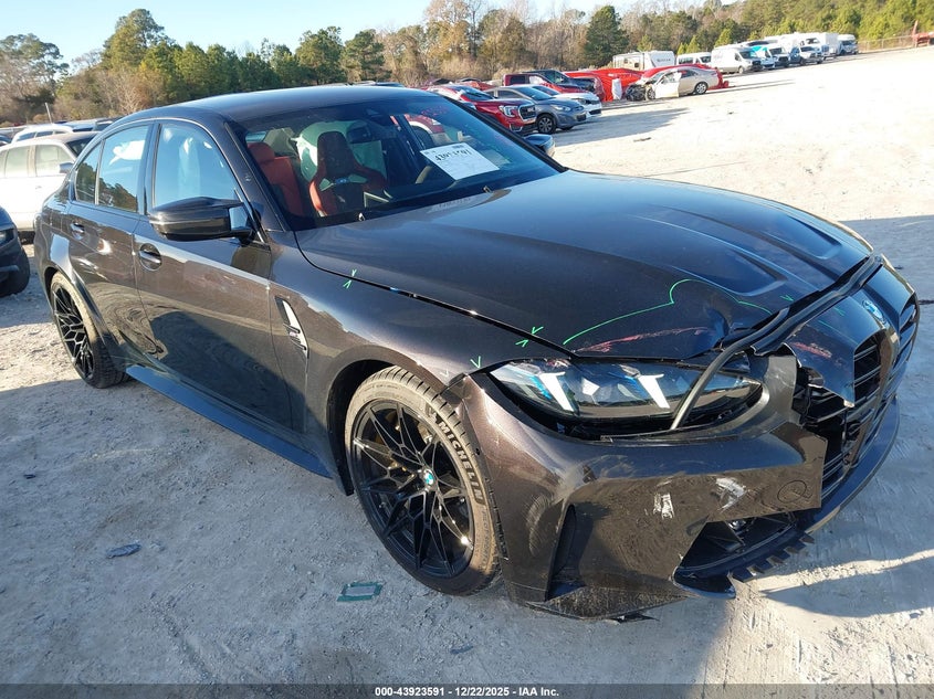 2025 BMW M3 VIN WBS13HJ02SFV42332 IAAI salvage auction — LEFT SIDE, Salvage Title, sold $48,950 on 2026-07-13 (photo 1)