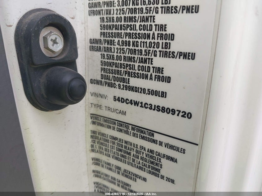2018 Isuzu Npr VIN 54DC4W1C3JS809720 IAAI salvage auction — NORMAL WEAR, Other, sold $7,150 on 2026-08-14 (photo 4)