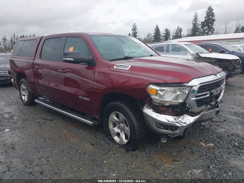 2021 Ram 1500 VIN 1C6SRFFT6MN588523 IAAI salvage auction — FRONT END, Salvage Title, sold $6,400 on 2026-07-30 (photo 1)