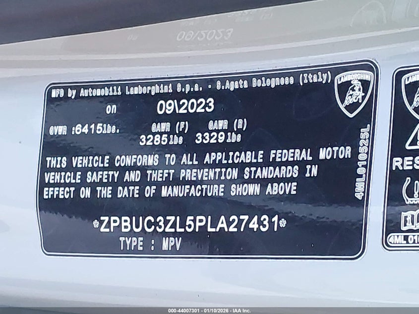 2023 Lamborghini Urus VIN ZPBUC3ZL5PLA27431 IAAI salvage auction — Front End, Salvage (California), sold $156,000 on 2026-06-18 (photo 9)