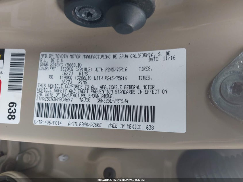 2017 Toyota Tacoma VIN 3TMAZ5CN3HM034697 IAAI salvage auction — FRONT END, Salvage (Hawaii), sold $2,950 on 2026-07-29 (photo 9)