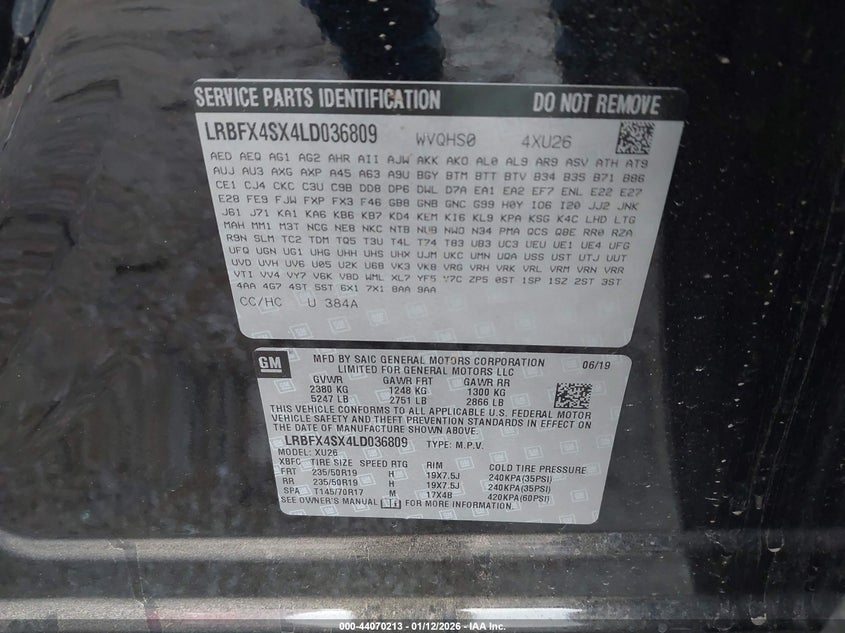 2020 Buick Envision VIN LRBFX4SX4LD036809 IAAI salvage auction — RIGHT SIDE, Salvage (Montana), sold $200 on 2026-07-15 (photo 9)