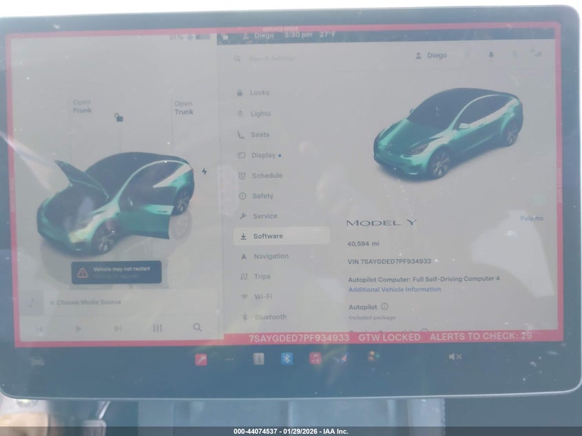 2023 Tesla Model y VIN 7SAYGDED7PF934933 IAAI salvage auction — FRONT END, Salvage Title, sold $7,600 on 2026-07-13 (photo 7)