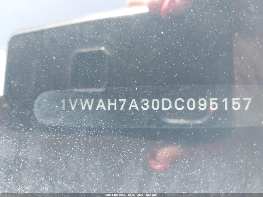 2013 Volkswagen Passat VIN 1VWAH7A30DC095157 IAAI salvage auction — FRONT END, Salvage Title, sold $200 on 2026-08-02 (photo 9)