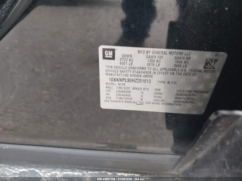 2017 Gmc Acadia VIN 1GKKNPLS6HZ251813 IAAI salvage auction — FRONT END, Salvage Title, sold $1,400 on 2026-10-05 (photo 9)