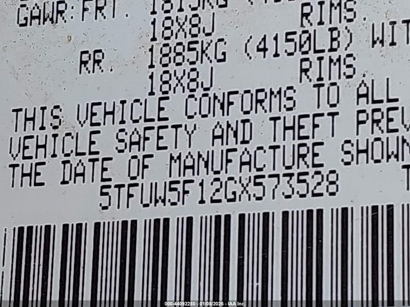 2016 Toyota Tundra VIN 5TFUW5F12GX573528 IAAI salvage auction — ROLLOVER, Clear (Arkansas), sold $3,850 on 2026-07-14 (photo 9)