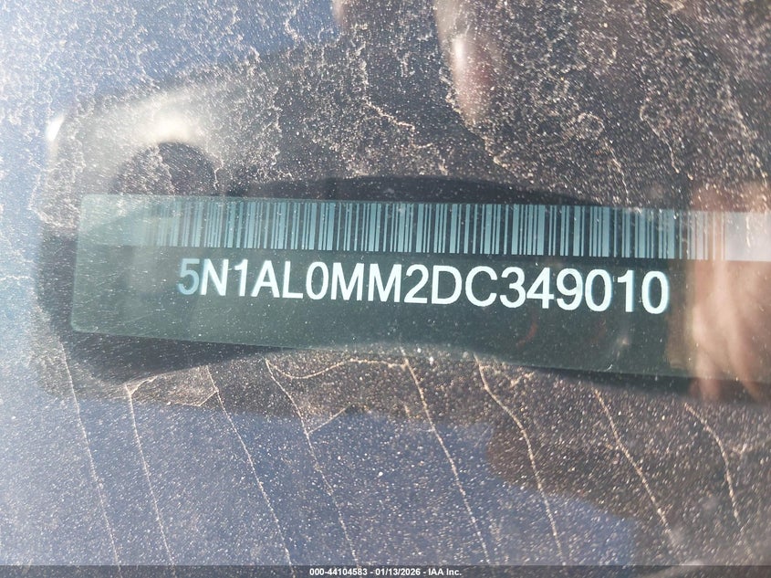 2013 Infiniti Jx35 VIN 5N1AL0MM2DC349010 IAAI salvage auction — REAR END, Salvage (Texas), sold $525 on 2026-07-09 (photo 9)