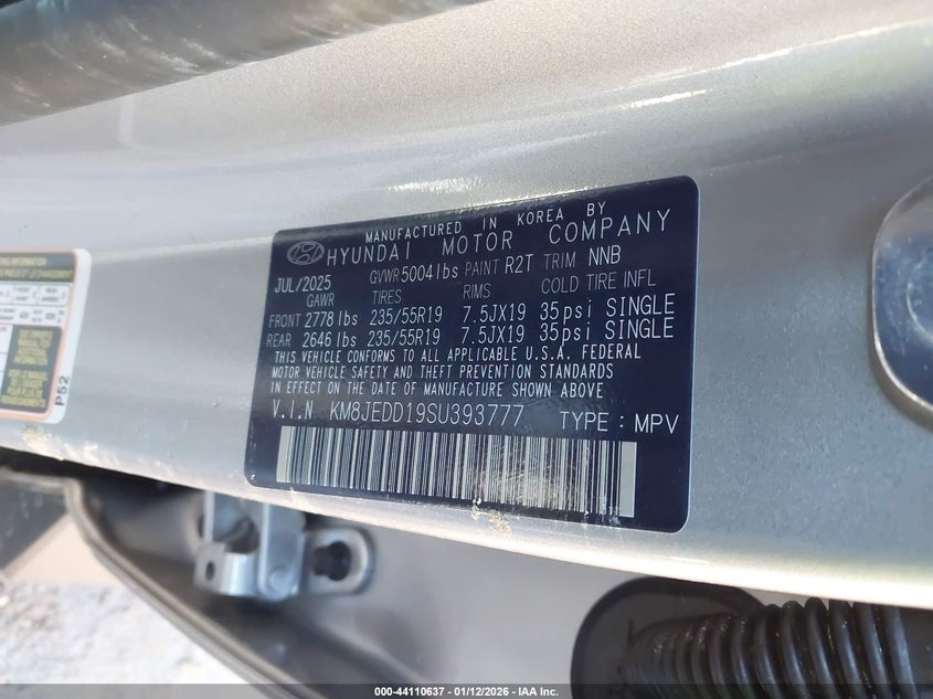 2025 Hyundai Tucson hybrid VIN KM8JEDD19SU393777 IAAI salvage auction — FRONT END, Salvage (Indiana), sold $8,100 on 2026-07-15 (photo 9)