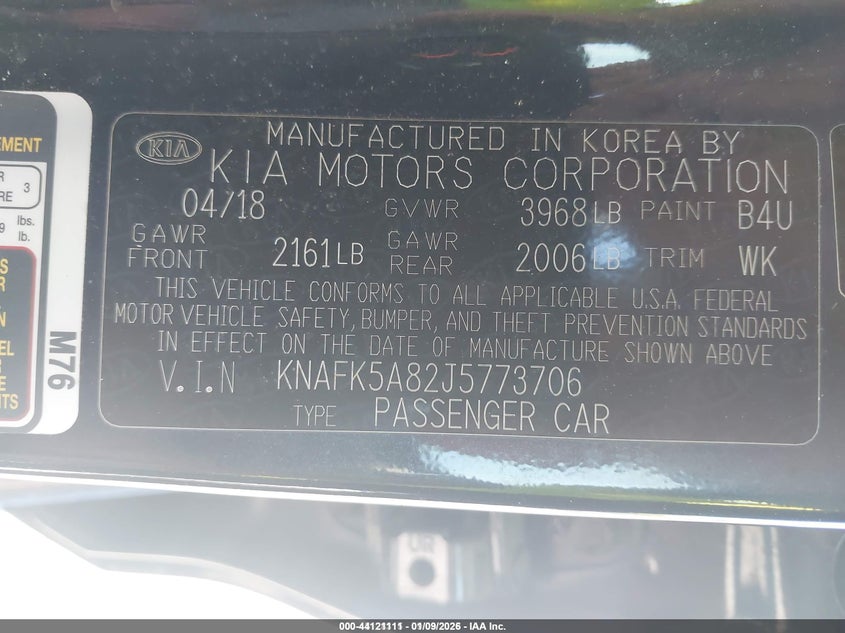 2018 Kia Forte VIN KNAFK5A82J5773706 IAAI salvage auction — FRONT END, Salvage (California), sold $675 on 2026-07-08 (photo 9)