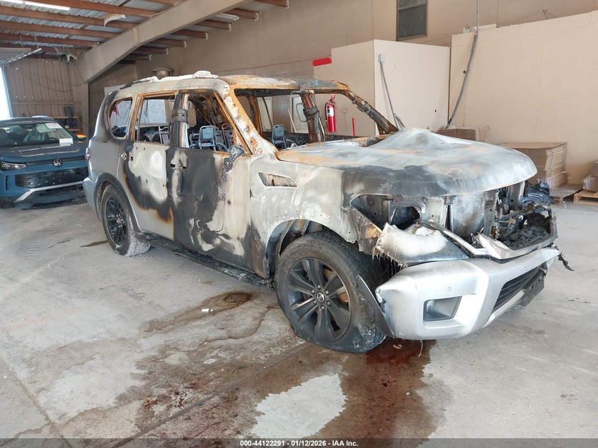 2017 Nissan Armada VIN JN8AY2NC0H9512798 IAAI salvage auction — TOTAL BURN, Non-Repairable (Tennessee), sold $150 on 2026-07-29 (photo 1)