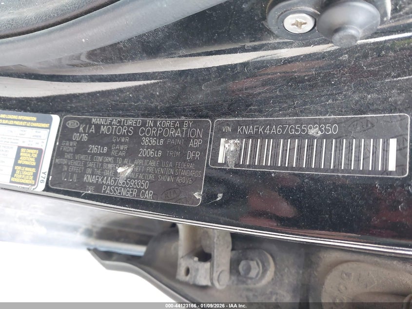 2016 Kia Forte VIN KNAFK4A67G5593350 IAAI salvage auction — FRONT END, Salvage (Texas), sold $400 on 2026-07-15 (photo 9)