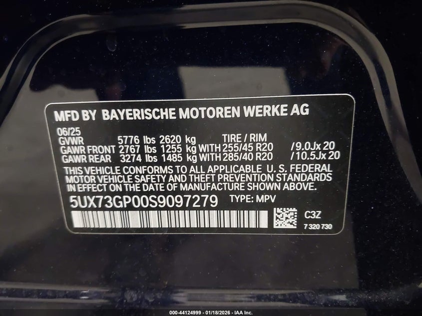 2025 BMW X3 VIN 5UX73GP00S9097279 IAAI salvage auction — LEFT & RIGHT, Salvage Title, sold $31,500 on 2026-07-06 (photo 9)