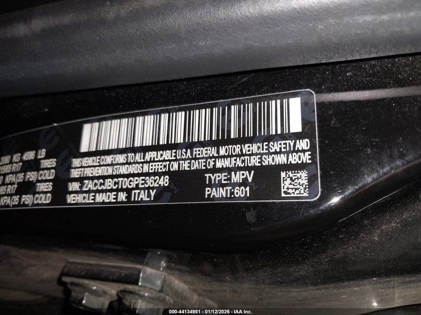 2016 Jeep Renegade VIN ZACCJBCT0GPE36248 IAAI salvage auction — FRONT END, Salvage (Minnesota), sold $1,600 on 2026-07-14 (photo 9)