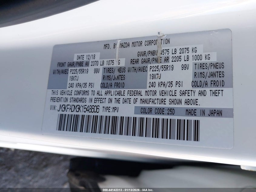 2019 Mazda Cx-5 VIN JM3KFADM3K1548606 IAAI salvage auction — FRONT END, Clear (Oklahoma), sold $2,675 on 2026-07-22 (photo 9)
