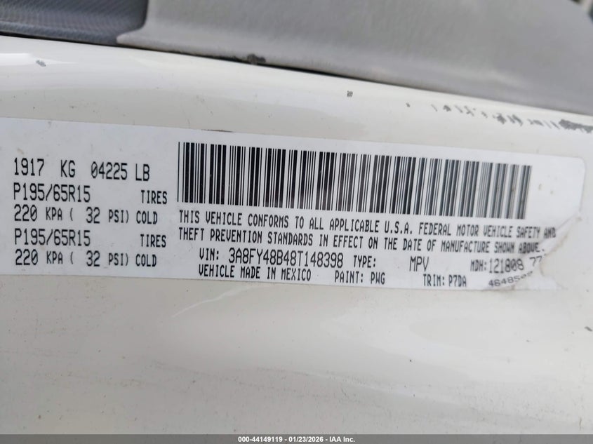 2008 Chrysler Pt cruiser VIN 3A8FY48B48T148398 IAAI salvage auction — FRONT END, Clear (Montana), sold $150 on 2026-07-22 (photo 9)