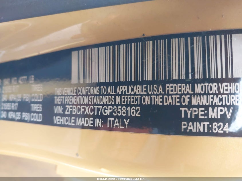 2016 Fiat 500x VIN ZFBCFXCT7GP358162 IAAI salvage auction — REAR END, Clear (Oklahoma), sold $300 on 2026-07-12 (photo 9)