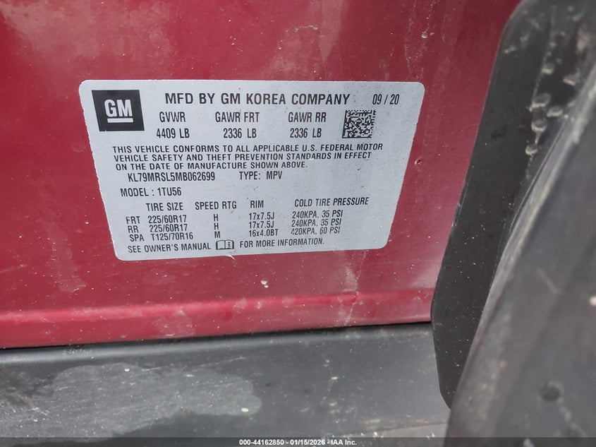 2021 Chevrolet Trailblazer VIN KL79MRSL5MB062699 IAAI salvage auction — UNKNOWN, Other, sold $25 on 2026-07-28 (photo 9)