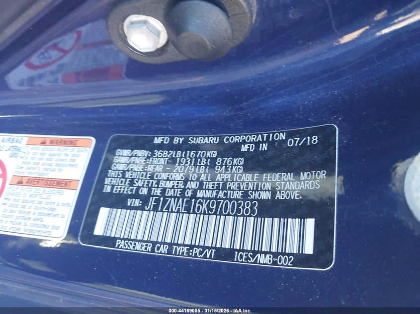 2019 Toyota Gt86 VIN JF1ZNAE16K9700383 IAAI salvage auction — FRONT END, Salvage (New Jersey), sold $3,550 on 2026-07-20 (photo 9)